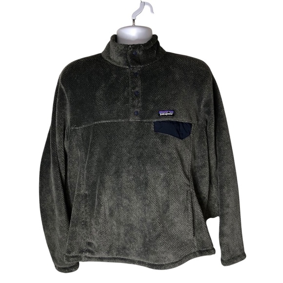 Patagonia Polartec Sweatshirt Men Sz L Re-Tool SnapT Pullover Fleece Gray Jacket - Picture 1 of 9